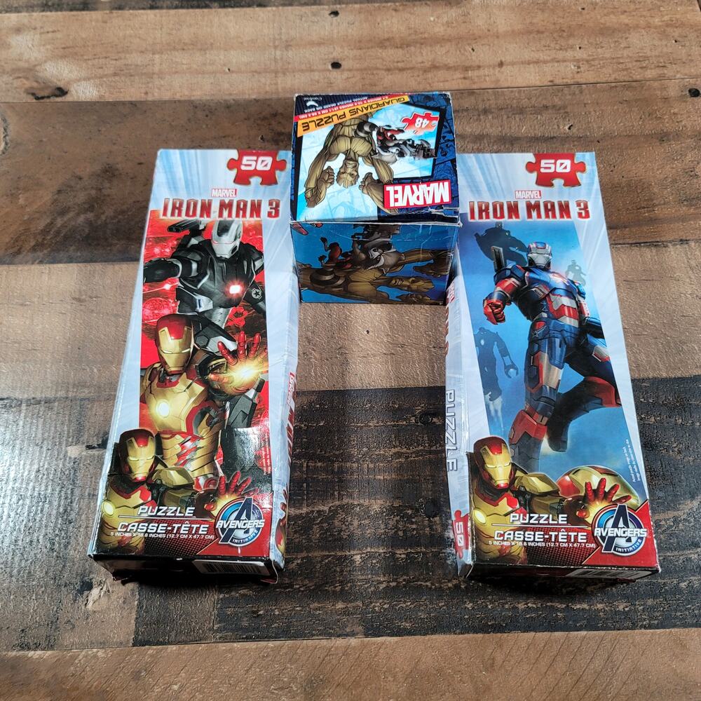 Marvel Iron Man 3 Puzzles set of two and a marvel guardians Puzzle